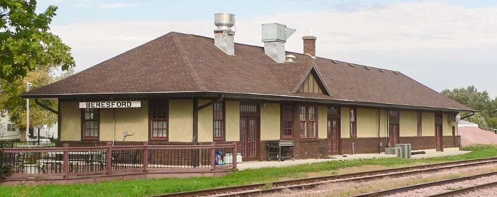 The railroad depot in downtown Beresford, SD