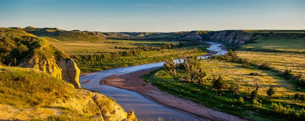 The Little Missouri River winds through the ND Badlands